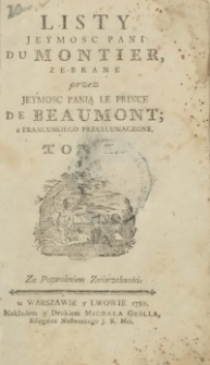 Listy Jeymosc Pani Du Montier. T. 2