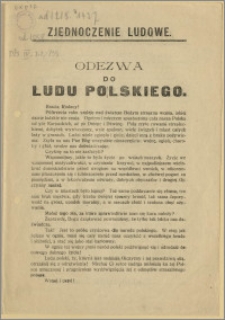 Zjednoczenie Ludowe. "Odezwa do Ludu Polskiego"