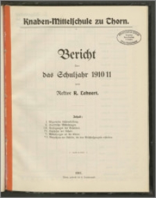 Bericht über das Schuljahr 1910/11 [...]