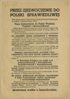 Odezwa Obozu Zjednoczenia Narodowego. "Przez zjednoczenie do Polski sprawiedliwej"