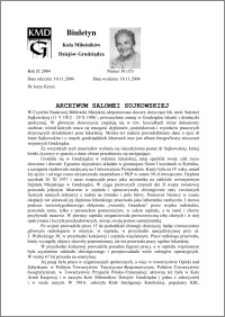 Biuletyn Koła Miłośników Dziejów Grudziądza 2004, Rok 2, nr 30(35) : Archiwum Salomei Sujkowskiej