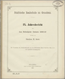 IX. Jahresbericht über das Schuljahr Ostern 1896/97 [...]