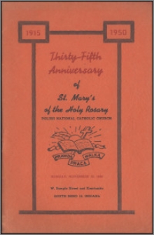Thirty-fifth anniversary of St. Mary's of the Holy Rosary : Polish National Catholic Church, 1915-1950, Sunday, November 12, 1950