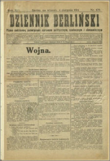 Dziennik Berliński : pismo codzienne, poswięcone sprawom politycznym, społecznym i ekonomicznym, Nr 175, 04.08.1914