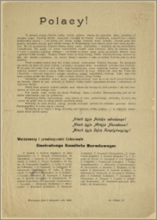 Polacy! [Inc.:] W dziejach naszego Narodu wielka wybiła godzina [...] : Warszawa, dnia 5 listopada roku 1916