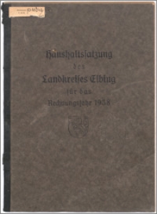 Haushaltsplan des Landkreises Elbing für das Rechnungsjahr 1938