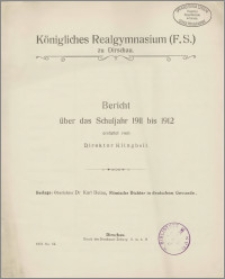 Königliches Realprogymnasium (F.S.) zu Dirschau. Bericht über das Schuljahr 1911 bis 1912