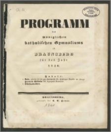 Programm des Königlichen katholischen Gymnasiums in Braunsberg für das Jahr 1840
