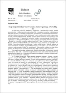 Biuletyn Koła Miłośników Dziejów Grudziądza 2006, Rok 4, nr 39(113): Moje wspomnienia z wprowadzenia stanu wojennego w Grudziądzu