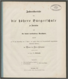 Jahresbericht über die höhere Bürgerschule zu Bartenstein und die damit verbundene Vorschule