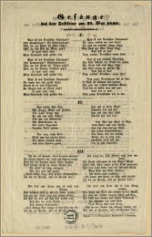 Programm für die Ordnung zur Feier unseres Anschlusses an den deutschen Bund am 21. Mai 1848. Bromberg, den 17. Mai 1848