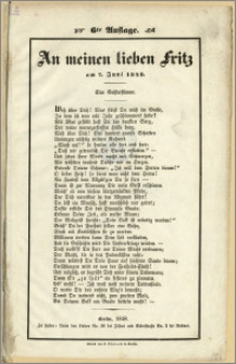 An meinen lieben Fritz am 7. Juni 1848. 6te Auflage