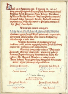 Akt pamiątkowy z racji otwarcia Miejskiego Domu Małego Dziecka : Bydgoszcz, 16.XII.1946 r.