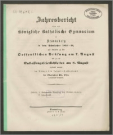 Jahresbericht über das Königliche Katholische Gymnasium zu Braunsberg in dem Schuljahre 1855-56