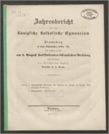 Jahresbericht über das Königliche Katholische Gymnasium zu Braunsberg in dem Schuljahre 1856-57
