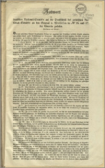 Antwort des deutschen National-Comités auf die Denkschrift des polnischen National=Comités an den General v. Willisen in No 16 und 17 der Gazeta polska