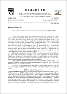 Biuletyn Koła Miłośników Diejów Grudziądza 2011, Rok IX, nr 30(299): Ulica Adama Mickiewicza w okresie międzywojennym 1920-1939