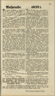 Ansprache. [Incipit] Bald beginnen die Wahlen zur Kammer der Abgeordneten in Berlin [...] = Odezwa. [Incipit] Nadchodzi teraz czas, gdzie wybór nastąpić ma dla Izby posłów w Berlinie [...] : Bydgoszcz, dnia 24. Kwietnia 1848