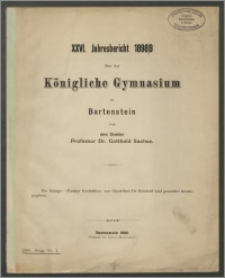 XXVI. Jahresbericht 1898/9 über das Königliche Gymnasium zu Bartenstein