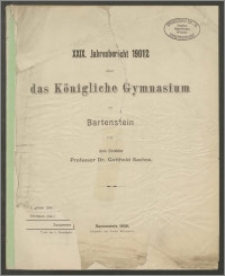 XXIX. Jahresbericht 1901/2 über das Königliche Gymnasium zu Bartenstein