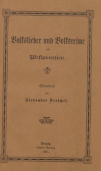 Volkslieder und Volksreime aus Westpreußen