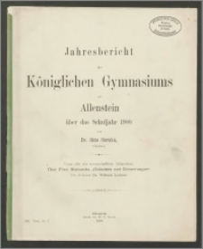 Jahresbericht des Königlichen Gymnasiums zu Allenstein über das Schuljahr 1900