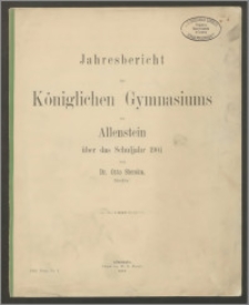 Jahresbericht des Königlichen Gymnasiums zu Allenstein über das Schuljahr 1901