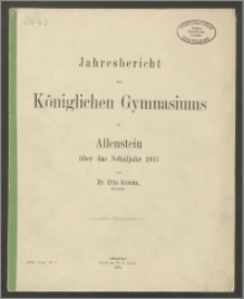 Jahresbericht des Königlichen Gymnasiums zu Allenstein über das Schuljahr 1903