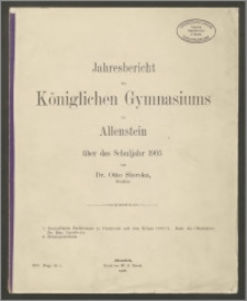 Jahresbericht des Königlichen Gymnasiums zu Allenstein über das Schuljahr 1905