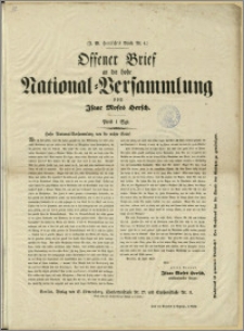 Offener Brief an die hohe National -Versammlung von Isaac Moses Hersch : Berlin, im Juni 1848
