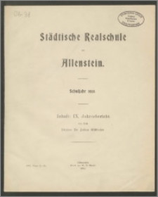 Städtische Realschule zu Allenstein. Schuljahr 1903