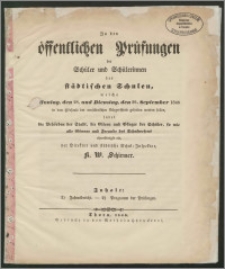 Zu den öffentlichen Prüfungen der Schüler und Schülerinnen der städtischen Schulen, welche Montag, den 28. und Dienstag, den 29. September 1846 [...]