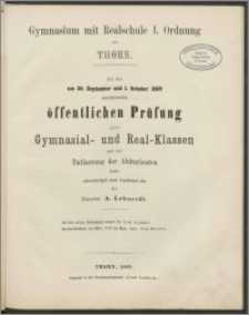 Zu der am 30. September und 1 October 1869 [...]