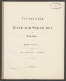 Jahresbericht des Königlichen Gymnasiums zu Hohensalza. Ostern 1906.