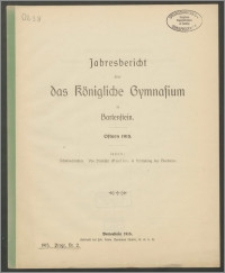 Jahresbericht über das Königliche Gymnasium zu Bartenstein. Ostern 1915