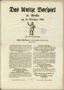 Das blutije Vorspiel in Berlin am 16. October 1848 : Ene ernste Warnungsstimme