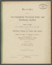 Bericht über das von Conradische Provinzial-Schul- und Erziehungs-Institut zu Jenkau bei Danzig für das Schuljahr von Ostern 1881 bis Ostern 1882