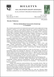 Biuletyn Koła Miłośników Dziejów Grudziądza 2012, Rok X, nr 15(320): Pierwsze dziesięciolecia Towarzystwa Jezusowegow Grudziądzu