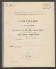 Königliches Progymnasium zu Berent. Programm für das Schuljahr 1889/90