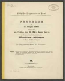 Königliches Progymnasium zu Berent. Programm für das Schuljahr 1890/91