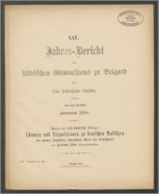XXV. Jahres=Bericht des städtischen Gymnasiums zu Belgard über das Schuljahr 1895/96