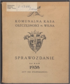 Sprawozdanie za Rok 1938 : (10-ty okres sprawozdawczy) / Komunalna Kasa Oszczędności m. Wilna