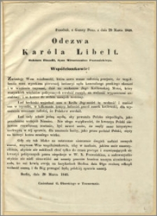 Odezwa Karóla Libelt : Współziomkowie!