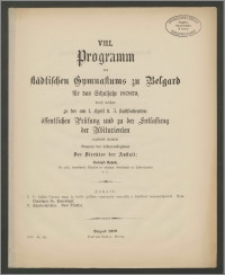 VIII. Programm des städtischen Gymnasiums zu Belgard für das Schuljahr 1878/79
