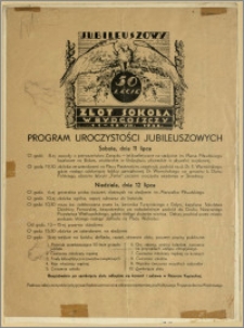 [Ulotka] : [Inc.:] Jubileuszowy Zlot Sokoła w Bydgoszczy - 11-12.VII.1936 - 50-lecie. Program uroczystości jubileuszowych