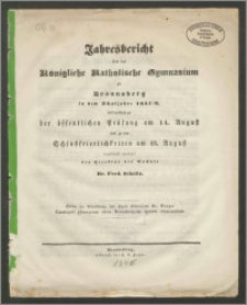 Jahresbericht über das Königliche Katholische Gymnasium zu Braunsberg in dem Schuljahre 1845/6