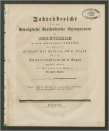 Jahresbericht über das Königliche Katholische Gymnasium zu Braunsberg in dem Schuljahre 1847/8