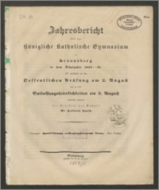 Jahresbericht über das Königliche Katholische Gymnasium zu Braunsberg in dem Schuljahre 1854-55