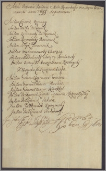 Lista Deputatów wojska na sejm walny warszawski 1699 r.