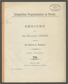 Königliches Progymnasium zu Berent. Bericht über das Schuljahr 1895/96
